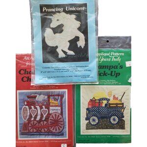 Applique Design Your Own Pattern Lot 70s Unicorn Train Truck Sewing Vintage